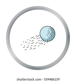 Flying golf ball icon in cartoon style isolated on white background. Golf club symbol stock vector illustration.