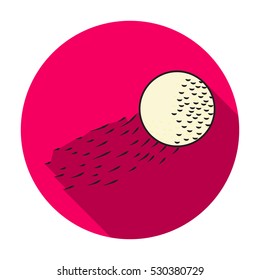 Flying golf ball icon in flat style isolated on white background. Golf club symbol stock vector illustration.