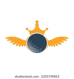 Flying Golf logo with elements of ball design. Golf ball and wings Concept.