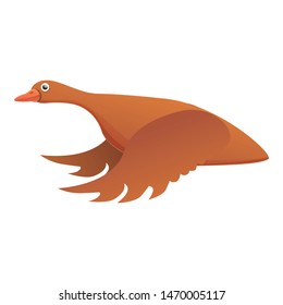 Flying Goose Icon. Cartoon Of Flying Goose Vector Icon For Web Design Isolated On White Background