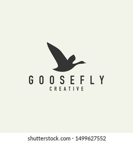 flying goose logo - vector illustration on a light background