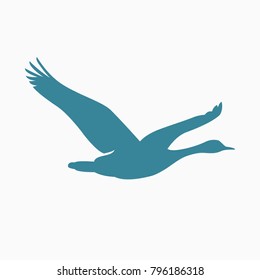 flying goose silhouette vector logo isolated on white background