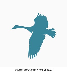 flying goose silhouette vector logo isolated on white background