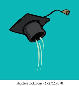 Flying graduate cap. Study, learning and education vector concept. Graduation celebration event illustration