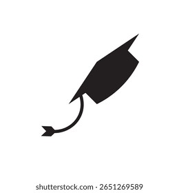  flying graduation cap icon. Mortarboard cap tossed in air, perfect for celebration designs.