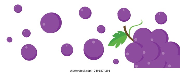 Flying Grape fresh fruit design isolated on white background vector. Popular fruit.