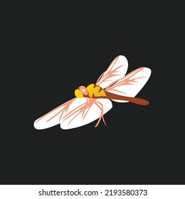  Flying Grasshopper Illustration On A Black Background
