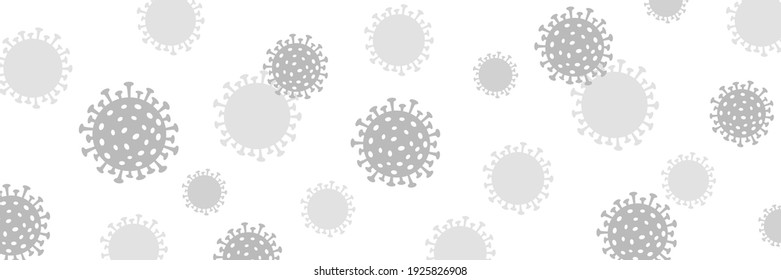 Fondo del coronavirus de bacterias grises voladoras. Bolas monocromas con patas de copa de succión que propagan la epidemia de enfermedades vectoriales respiratorias.