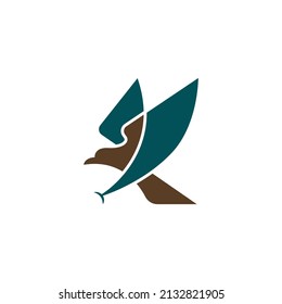 flying great eagle or falcon logo. eagle silhouette