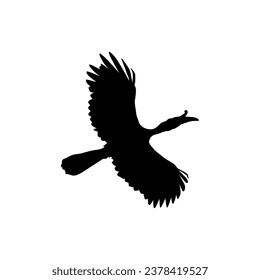 Flying Great Horn Bird Silhouette. Puede utilizarse para Ilustración de Arte, Gram de Logotipos, Sitio Web, Pictograma o Elemento de Diseño Gráfico. Ilustración vectorial