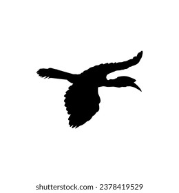 Flying Great Horn Bird Silhouette. Puede utilizarse para Ilustración de Arte, Gram de Logotipos, Sitio Web, Pictograma o Elemento de Diseño Gráfico. Ilustración vectorial