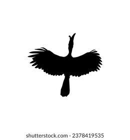 Flying Great Horn Bird Silhouette. Puede utilizarse para Ilustración de Arte, Gram de Logotipos, Sitio Web, Pictograma o Elemento de Diseño Gráfico. Ilustración vectorial