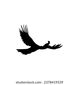 Flying Great Horn Bird Silhouette. Puede utilizarse para Ilustración de Arte, Gram de Logotipos, Sitio Web, Pictograma o Elemento de Diseño Gráfico. Ilustración vectorial