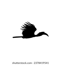 Flying Great Horn Bird Silhouette. Puede utilizarse para Ilustración de Arte, Gram de Logotipos, Sitio Web, Pictograma o Elemento de Diseño Gráfico. Ilustración vectorial