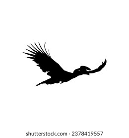 Flying Great Horn Bird Silhouette. Puede utilizarse para Ilustración de Arte, Gram de Logotipos, Sitio Web, Pictograma o Elemento de Diseño Gráfico. Ilustración vectorial