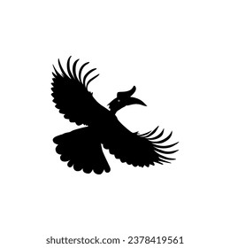 Flying Great Horn Bird Silhouette. Puede utilizarse para Ilustración de Arte, Gram de Logotipos, Sitio Web, Pictograma o Elemento de Diseño Gráfico. Ilustración vectorial