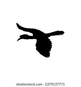 Flying Great Horn Bird Silhouette. Puede utilizarse para Ilustración de Arte, Gram de Logotipos, Sitio Web, Pictograma o Elemento de Diseño Gráfico. Ilustración vectorial