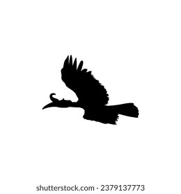 Flying Great Horn Bird Silhouette. Puede utilizarse para Ilustración de Arte, Gram de Logotipos, Sitio Web, Pictograma o Elemento de Diseño Gráfico. Ilustración vectorial