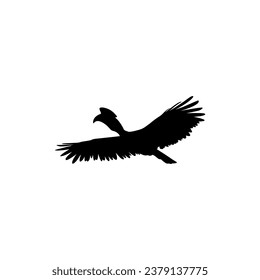 Flying Great Horn Bird Silhouette. Puede utilizarse para Ilustración de Arte, Gram de Logotipos, Sitio Web, Pictograma o Elemento de Diseño Gráfico. Ilustración vectorial