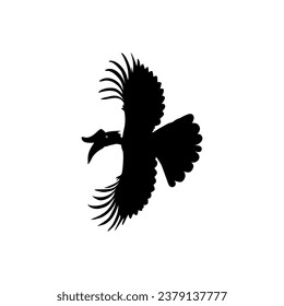 Flying Great Horn Bird Silhouette. Puede utilizarse para Ilustración de Arte, Gram de Logotipos, Sitio Web, Pictograma o Elemento de Diseño Gráfico. Ilustración vectorial