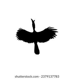 Flying Great Horn Bird Silhouette. Puede utilizarse para Ilustración de Arte, Gram de Logotipos, Sitio Web, Pictograma o Elemento de Diseño Gráfico. Ilustración vectorial