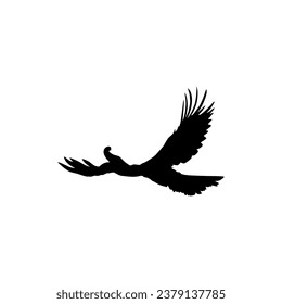 Flying Great Horn Bird Silhouette. Puede utilizarse para Ilustración de Arte, Gram de Logotipos, Sitio Web, Pictograma o Elemento de Diseño Gráfico. Ilustración vectorial