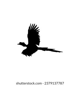 Flying Great Horn Bird Silhouette. Puede utilizarse para Ilustración de Arte, Gram de Logotipos, Sitio Web, Pictograma o Elemento de Diseño Gráfico. Ilustración vectorial