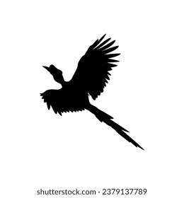 Flying Great Horn Bird Silhouette. Puede utilizarse para Ilustración de Arte, Gram de Logotipos, Sitio Web, Pictograma o Elemento de Diseño Gráfico. Ilustración vectorial