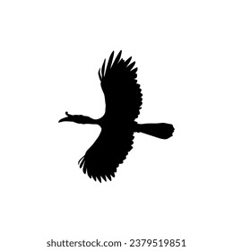 Flying Great Horn Bird Silhouette. Puede utilizarse para Ilustración de Arte, Gram de Logotipos, Sitio Web, Pictograma o Elemento de Diseño Gráfico. Ilustración vectorial