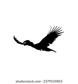 Flying Great Horn Bird Silhouette. Puede utilizarse para Ilustración de Arte, Gram de Logotipos, Sitio Web, Pictograma o Elemento de Diseño Gráfico. Ilustración vectorial