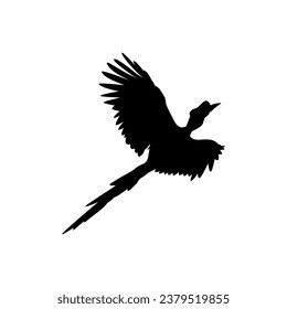 Flying Great Horn Bird Silhouette. Puede utilizarse para Ilustración de Arte, Gram de Logotipos, Sitio Web, Pictograma o Elemento de Diseño Gráfico. Ilustración vectorial