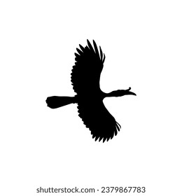 Flying Great Horn Bird Silhouette. Puede utilizarse para Ilustración de Arte, Gram de Logotipos, Sitio Web, Pictograma o Elemento de Diseño Gráfico. Ilustración vectorial