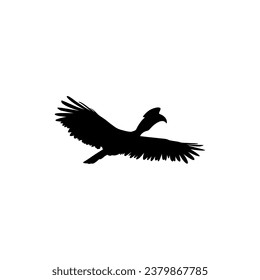 Flying Great Horn Bird Silhouette. Puede utilizarse para Ilustración de Arte, Gram de Logotipos, Sitio Web, Pictograma o Elemento de Diseño Gráfico. Ilustración vectorial