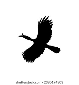 Flying Great Horn Bird Silhouette. Puede utilizarse para Ilustración de Arte, Gram de Logotipos, Sitio Web, Pictograma o Elemento de Diseño Gráfico. Ilustración vectorial