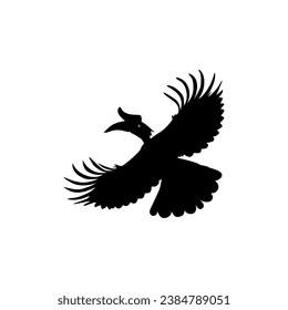 Flying Great Horn Bird Silhouette. Puede utilizarse para Ilustración de Arte, Gram de Logotipos, Sitio Web, Pictograma o Elemento de Diseño Gráfico. Ilustración vectorial