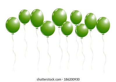 Flying green balloons