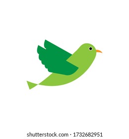 Flying green Bird logo symbol vector illustration with white background