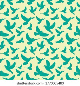 Flying Green Bird Seamless Patern Background Stock Vector (Royalty Free ...