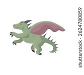 Flying green dragon. Vector illustration
