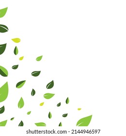 Flying green leaf ecological nature element vector icon logo