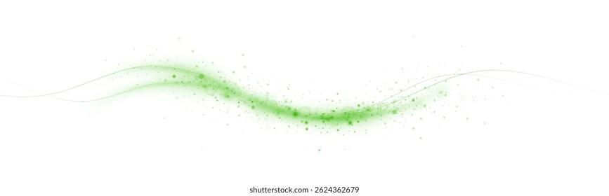 Flying Green Leaves in Abstract Wind Swirl with Glitter on White – Nature Air Twist, Clean Breeze Flow, Eco Fresh Element for Juice, Tea, Organic Cosmetics or Summer Ad Design