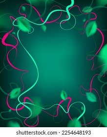 flying green leaves background. Vector illustration 2023 style