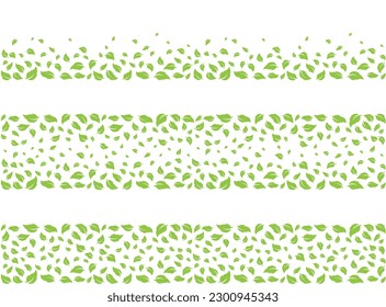 Flying green leaves silhouette background stripe banner