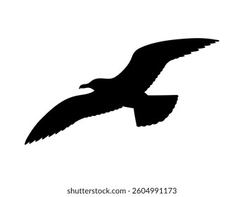 Flying gull silhouette vector flat illustration design.