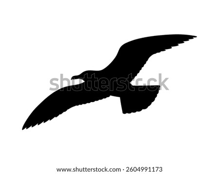 Flying gull silhouette vector flat illustration design.