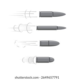 Diseño de Vector de conjunto de iconos de bala de pistola voladora.
