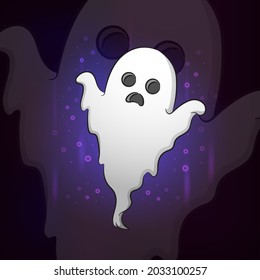 The flying halloween ghost esport mascot design of illustration