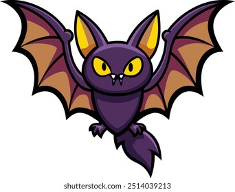 Flying Halloween spooky Bat. Clipart, Design, Logo, Vector, Illustration, Line art, Drawing.