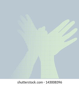 flying hand color halftone