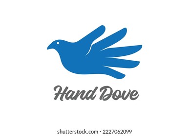 Flying Hand Dove Pigeon Bird Logo Design